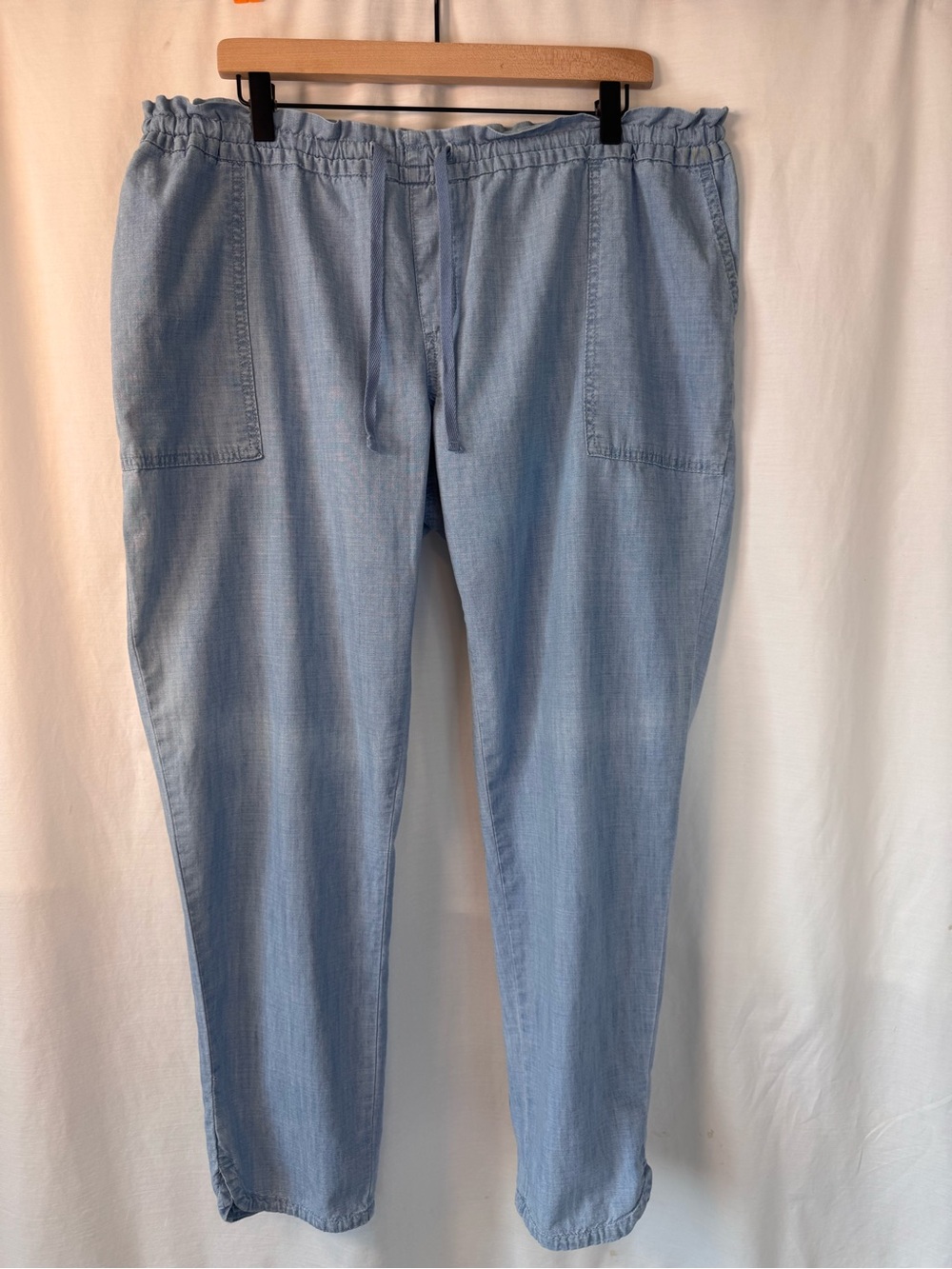 Faded Glory Light Blue Chambray Pants XL 100% cotton, beach, cottagecore